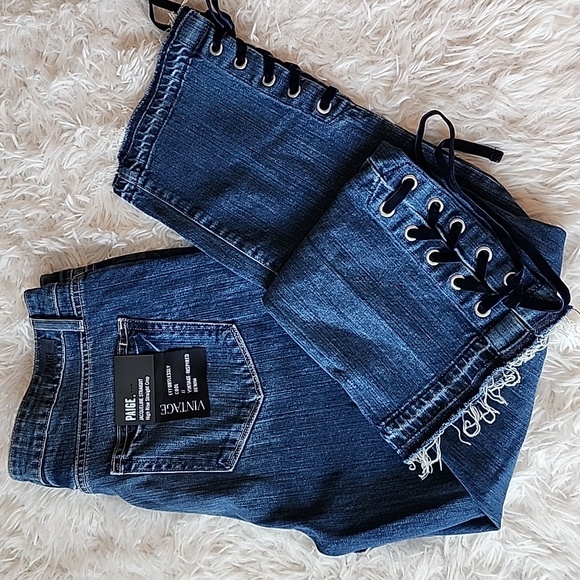 PAIGE Denim - PAIGE Blue Jacqueline Straight Ankl Lace Jeans Brand New